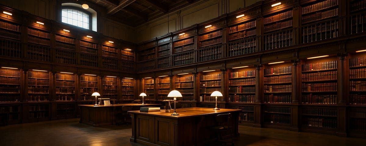 Wood-panelled legal library reading room